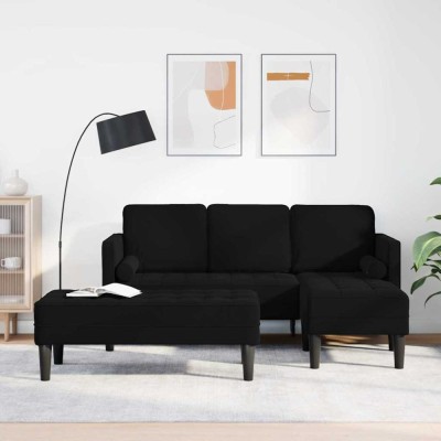 vidaXL Set de canapea 2 pcs Negru 173 x 131 x 67 cm Catifea 3329270 foto