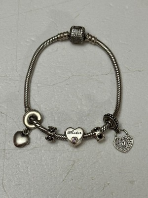 BRATARA ARGINT 925 - PANDORA - 5 Charmuri - Inima - ORIGINALA ! foto