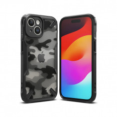 Husa pentru iPhone 15 - Ringke Fusion X Design - Camo Black