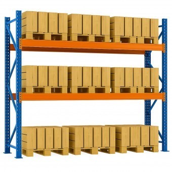Raft depozitare paleti pe 3 niveluri, 29.7m lungime, 1m adancime, 3.2m inaltime, capacitate 99 paleti (9x11)