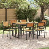 VidaXL Set de masă pentru grădină 7 pcs negru și maro 140 x 80 x 75 cm