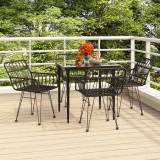 vidaXL Set mobilier de grădină, 5 piese, negru, poliratan