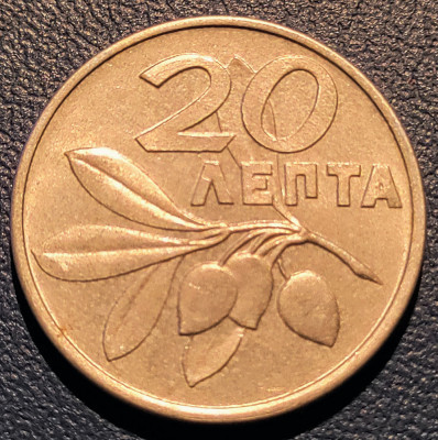 Moneda 20 lepta Grecia - 1973 foto