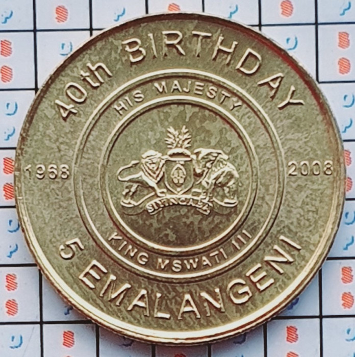 Swaziland 5 Emalangeni 2008 UNC - Mswati III (Birthday) - km 55 - A028