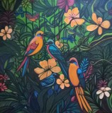 JUNGLA tablou pictat manual 50&times;50 cm
