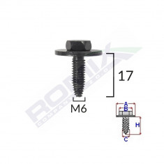 Surub Fixare Elemente Exterior Pentru Peugeot, Citroen 6X17mm Set 5 Buc 134517 C60615-RMX