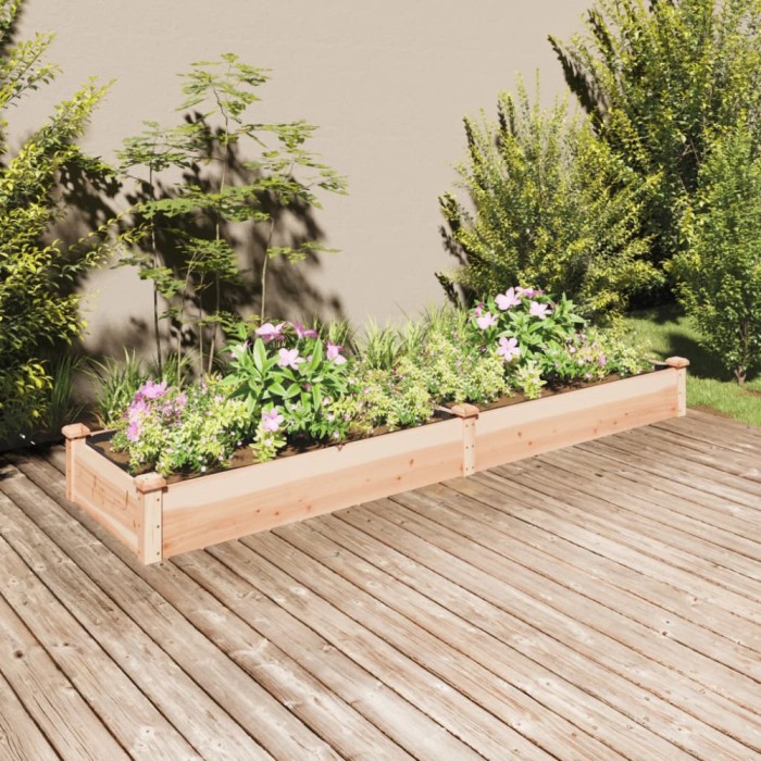 Gossi strat de gradina inaltat cu captuseala, 240x60x25 cm, lemn brad