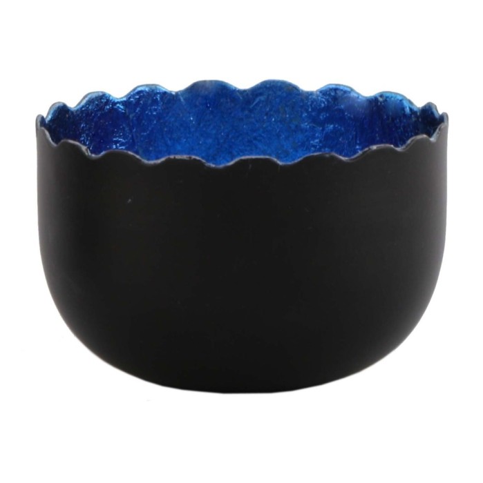 Suport lumanare, CII-6316, metal, albastru + negru, 8 x 5.5 cm