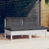 Canapea gradina 2 locuri Gossi, lemn masiv pin, perne antracit, 63.5x63.5x62.5 cm