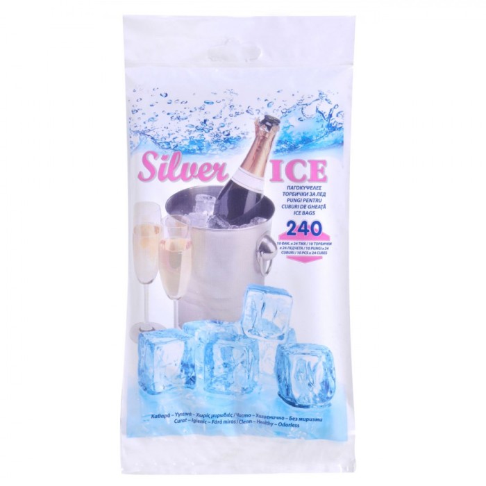 Pungi Cuburi Gheață, Silver Ice, Set 10 Bucăți, Capacitate 240 Cuburi