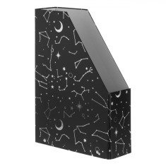 Suport Dosare Carton, Model Zodiac, Negru, 24x8.5x33cm, Husa Metalica Eticheta