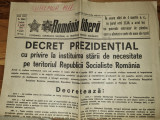 Romania libera 5 martie 1977 - primul ziar aparut dupa cutremurul din 4 martie