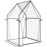 Outsunny Mini Sera Portabila 90x90x145cm cu 2 Usi cu Fermoar Transparent pentru Interior Exterior | Aosom Romania