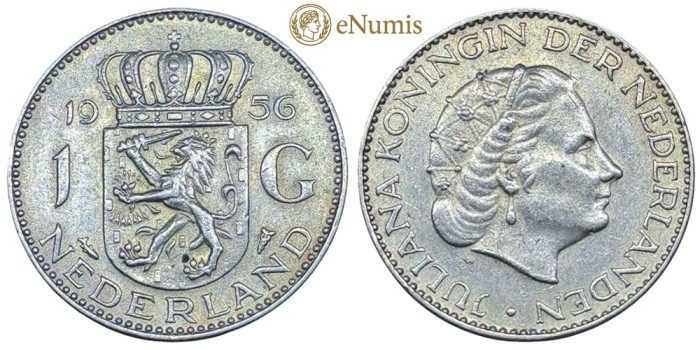 (M104) 1 Gulden 1956 Argint Olanda - Km  184