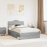 Cumpara ieftin Cadru de pat Gri Sonoma 120 x 200 cm Lemn de pin masiv