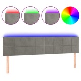 Cumpara ieftin Tablie de pat cu LED, gri deschis, 200x5x78/88 cm, catifea