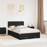 vidaXL Cadru de pat cu headboard Negru 135 x 190 cm Lemn compozit 3412383