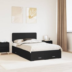 vidaXL Cadru de pat cu headboard Negru 120 x 190 cm Lemn compozit 3412401