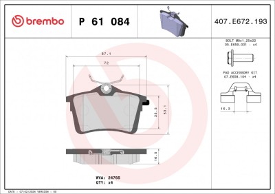BREMBO P 61 084 PRIME LINE set placute frana,frana disc foto