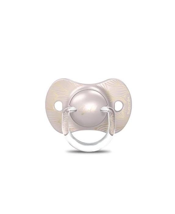 Suzetă fiziologică SX Pro din silicon 6-18 luni Gri Gold Premium