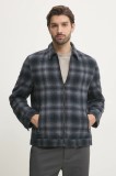 Pepe Jeans jachetă de cămașă din l&acirc;nă MARRINGTON culoarea albastru marin, de tranzitie, PM403055