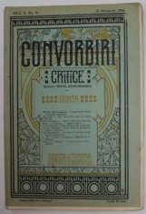 CONVORBIRI CRITICE , REVISTA LITERARA BIMENSUALA , ANUL II , NR. 18 , 15 NOIEMBRIE , 1908