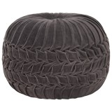 Taburet puf design smoc, antracit, 40x30 cm, bumbac &amp; catifea