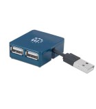 HUB mini USB 2.0 cu 4 porturi albastru 160605 Manhattan