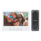 Kit videointerfon analogic, ecran 7&#039;, conectare 4 fire pentru 1 familie, IR - HIKVISION DS-KIS212