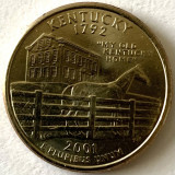 AMERICA QUARTER 1/4 DOLLAR 2001 LITERA P.(VECHEA MEA CASA KENTUCKY&quot;), BU, America de Nord, Cupru-Nichel