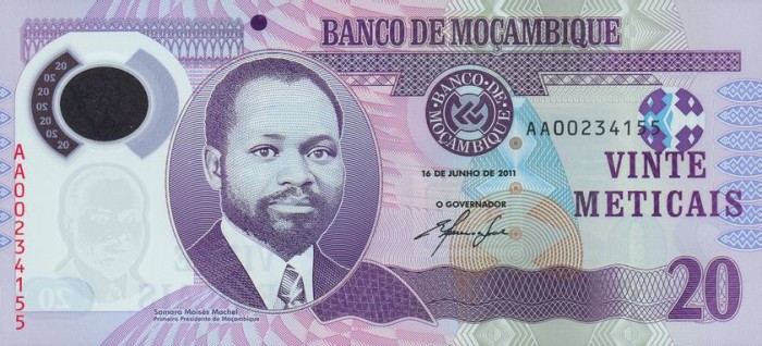 MOZAMBIC █ bancnota █ 20 Meticais █ 2011 █ P-149a █ POLIMER █ UNC █ necirculata