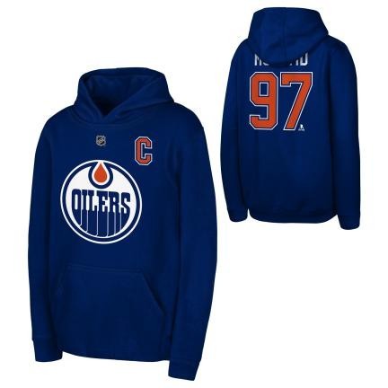 Edmonton Oilers hanorac cu glugă pentru copii Connor McDavid Flat Captains N&amp;amp;N Flc Hood - Dětsk&eacute; L (11 - 12 let)