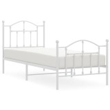 Cumpara ieftin Cadru de pat metalic cu tablie de cap/picioare, alb, 90x190 cm