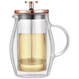 Infuzor, aparat din sticla cu piston pentru cafea, ceai, culoare cupru, capacitate 350 ml, Klausberg