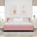 vidaXL Pat cu arcuri cu saltea cu headboard Roz 200 x 180 cm Poliester 3341539