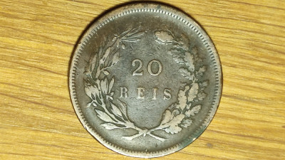 Portugalia - moneda de colectie bronz - 20 reis 1892 - Carlos I - superba ! foto