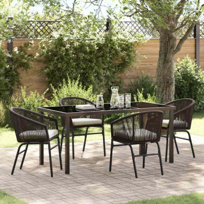 vidaXL Set de masă pentru grădină 5 pcs Maro Rattan poli foto