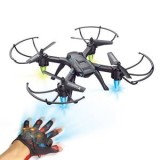 Dronă RC cu Mănușă de Control și Lumini, 2.4 GHz, Negru, CMCLASS