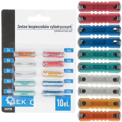 Set sigurante cilindrice, 10 elemente, Geko G02938 foto
