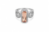 Cumpara ieftin Inel Statement Argint 925 Royal Morganite , Design Vintage cu Halou de Cristale