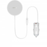 &Icirc;ncărcător Auto Wireless Baseus Cu Suport MagSafe 15W Pentru Aerisire + USB-A 25W Alb (CW01) SUCX040002