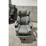 HOMCOM Fotoliu de birou cu masaj vibrant și &icirc;ncălzire, Scaun de birou ergonomic din PU, spătar &icirc;nclinabil, tetieră, Gri | Aosom Romania