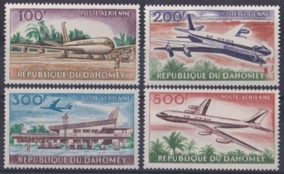 Benin (Dahomey) 1963 - Avioane, aeroport, serie neuzata foto