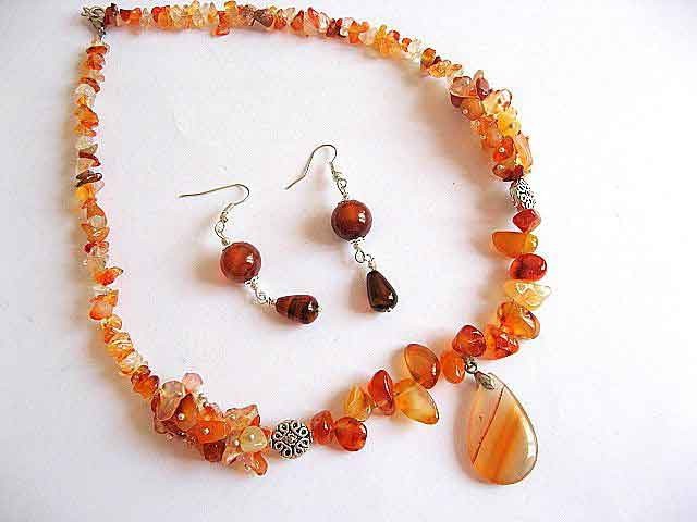 Set bijuterii colier si cercei cu agate 22560