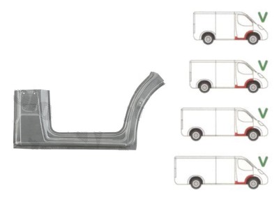 Prag metalic Mercedes Sprinter 2006-2018, Vw Crafter (2e), 12.2005-04.2017, fata, Dreapta, inalta; sub usa fata; cu 1/3 segment aripa (aripa interioa foto