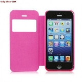 Husa Flip S-View window Apple iPhone 5 /5S Pink, Cu clapeta, Piele Ecologica