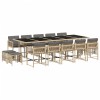 Set mobilier gradina cu perne, 15 piese, bej combinat poliratan