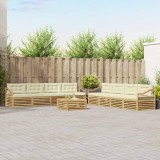 vidaXL Set de canapele de exterior 9 pcs Alb și crem Poliester 3390260