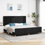 Cumpara ieftin Cadru de pat cu headboard Negru 200 x 200 cm tesatura