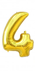 balon cifra 4, 35 cm auriu foto
